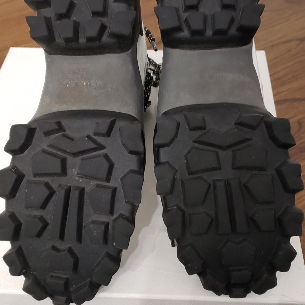 Moncler Helis White Black Leather Snow Hiking Boots Size 38.5 - Picture 9 of 15